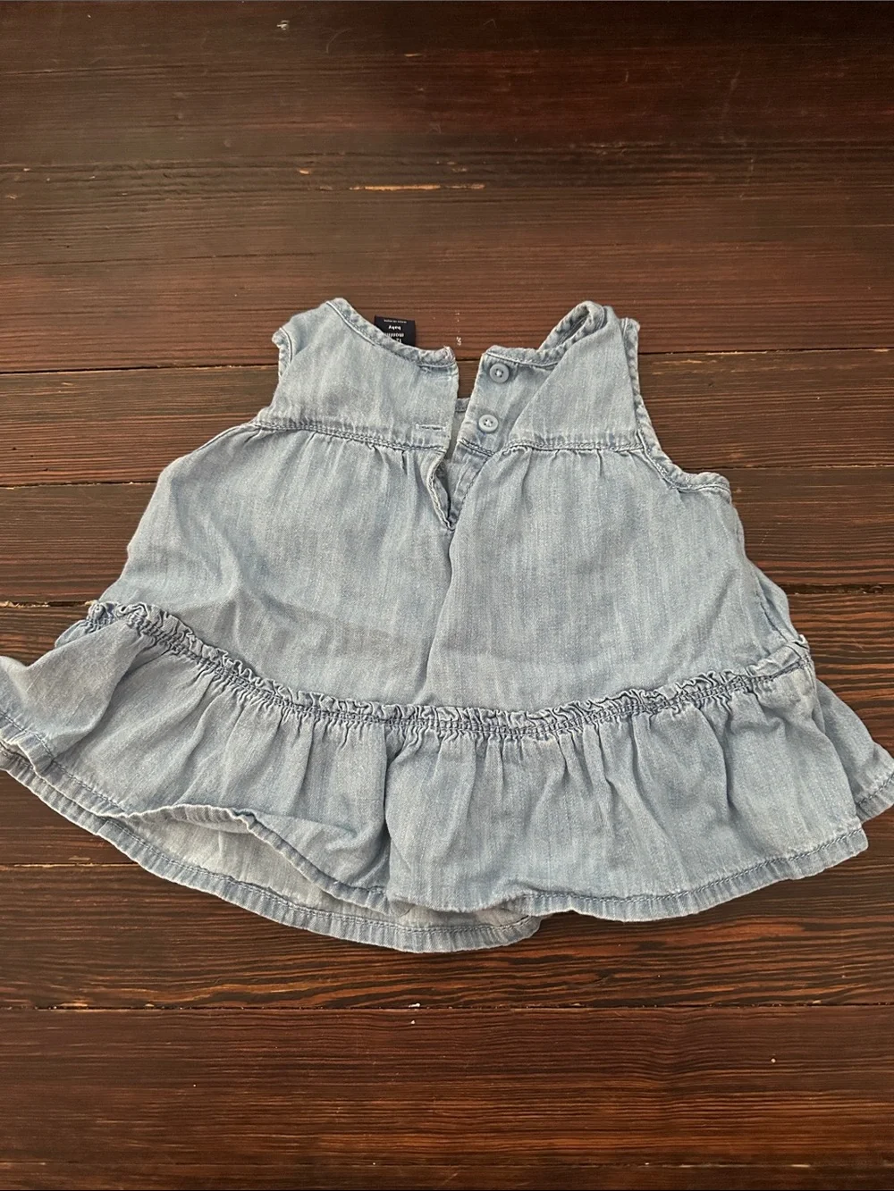 Light Wash Denim Ruffled Peplum Baby Tank Top